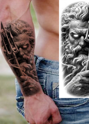 1 Sheet Full Arm Evil Witch Vampire Temporary Tattoos Sleeve Halloween Scary Skull Tatoo Waterproof Horrible Fake Tattoo Sticker - Riparo82