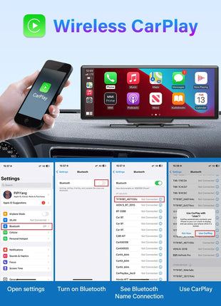10.26'' Dash Cam 4K Car Mirror Video Player Wireless Carplay Android Auto GPS Car Monitor Multimedia Rearview Camera Dashboard - Riparo82