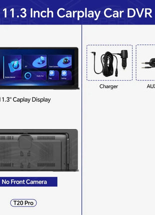 11.3" Dash Cam 4K Car Mirror Wireless Carplay Android Auto Multimedia Player GPS WiFi Universal Black Box Rearview Camera AUX BT - Riparo82