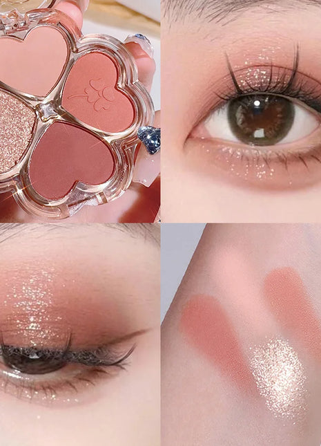 4Color Glitte Eyeshadow Palette Blush Eyeliner Eyeshadow Highlight Contour Palette Eyes Makeup Cute Beauty Cosmetics - Riparo82