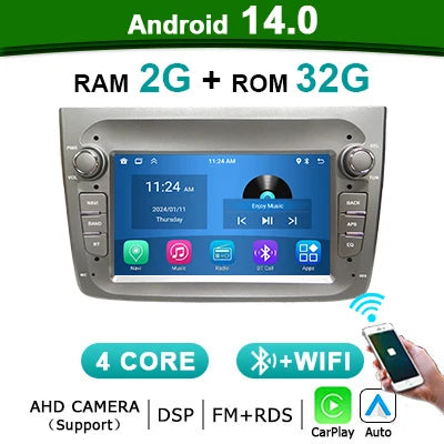 Android 14 Auto Car Radio Stereo Wireless Carplay autoradio For Alfa Romeo 147 Bluetooth 2 din Multimedia player Screen 4G LTE - Riparo82