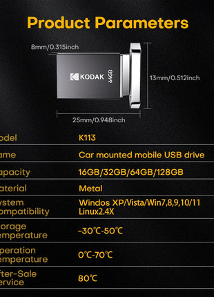 KODAK K113 Mini chiavetta USB USB3.2 Pen Memory Drive ad alta velocità 140 MB/s 16 GB 32 GB 64 GB 128 GB UDisk memoria portatile per PC per auto