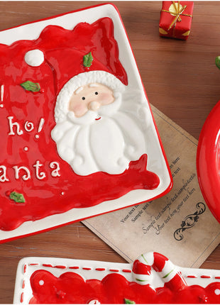 Piatto in ceramica di Babbo Natale dipinto a mano Vassoio decorativo regalo di Natale Piatto da dessert festivo Piatto da portata per biscotti carino - riparo82