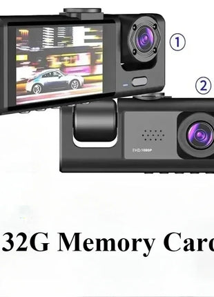 New 3 Channel Car DVR HD 1080P 3-Lens Inside Vehicle Dash CamThree Way Camera DVRs Recorder Video Registrator Dashcam Auto Parts - Riparo82