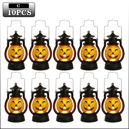Halloween Pumpkin Ghost Face Lamp Portable Skull Decoration Light for Bar Party Table Atmosphere Prop Halloween Decor Use