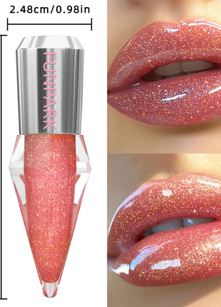 8 Color Glitter Shimmer Lip Gloss Moisturizing Lip Tinted Fuller Lip Effect Diamond Liquid Lipstick Makeup Sexy Lip Care Gifts - Riparo82