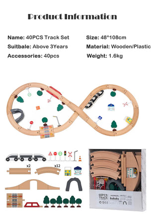 Set di binari ferroviari in legno Pacchetto di espansione Blocchi di costruzione fai-da-te Accessori Tracce adatte per binari in legno Biro Giocattoli educativi per bambini - riparo82