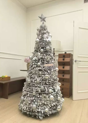 1.5M-2.25M Albero di Natale Allungabile PVC Floccato Albero di Natale Premium Denso Pino Artificiale Salvaspazio Pieghevole Ornamenti natalizi