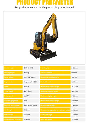Escavatore Diesel 3.5 Tonnellate - Gru Cingolata Potente Forza Scavo - riparo82