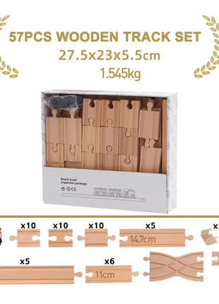 NUOVO Set di binari in legno Pacchetto di espansione per binari in legno di faggio Set di binari ferroviari adatti per tutte le marche Treni Giocattoli per regali per bambini