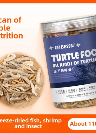 BESSN Aquatic Turtle Food - High Protein Freeze-Dried Shrimp&Meat Mix for Red-Eared Slider,Snapping Turtle&Terrapin - Riparo82
