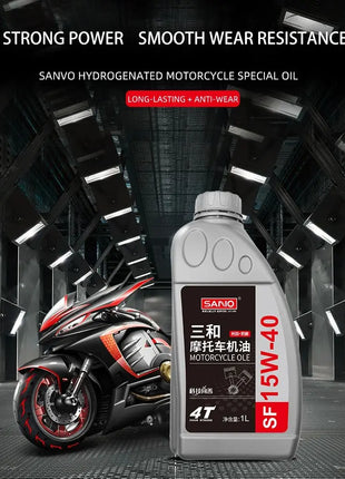 SANVO Olio per moto 4T Olio motore Idrogenato Olio sintetico a quattro tempi 15W-40 Olio SF sintetico all'ingrosso