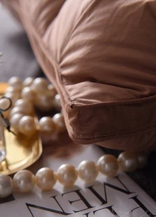 Luxury 100% Goose Down Feather Stuffed Pillows Pinch Pleat Design Neck Protection Bed Pure Cotton Cover Cushion for Sleeping - Riparo82