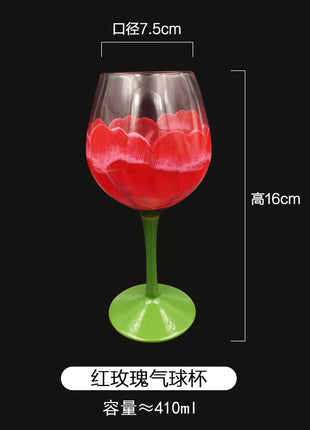 Calice da vino rosso in cristallo Bicchieri colorati Bicchiere da vino Bicchiere da whisky in vetro dipinto a mano artificiale Regalo di Natale - riparo82