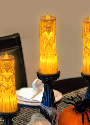 Halloween Horror Ghost Bride Groom LED Candle Electronic Light Halloween Skeleton Lamp Party Decoration Flameless Night Lights - Riparo82