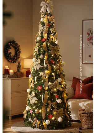 Albero di Natale incandescente Decorazione per albero di Natale artificiale pieghevole Ornamento natalizio floccato per esposizione spaziosa del festival del centro commerciale