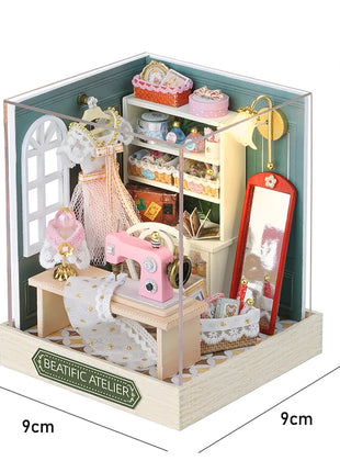 Fai da te in legno caldo Natale Lodge Casa Case delle bambole Kit modello in miniatura Casa delle bambole con mobili Luci a LED per regali di amici