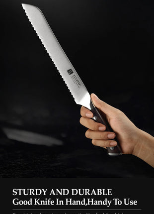 XINZUO Premium Modern 1-8PCS Din 1.4116 Stainless Steel Chef, Santoku, Utility & Paring Knife Set with Black - Riparo82