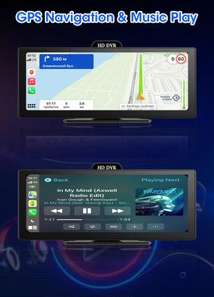 10/11.26 Inch 4K DVR Wireless CarPlay & Android Auto Dash Cam Bluetooth Audio GPS Navigation Dashboard Dual Lens Video Recorder - Riparo82