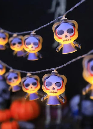 1PC Halloween 10 LED Battery Powered String Lights With Ghost Witch Cat Pumpkin Spider Web Skeleton Mummy Pirate Shape Indoor - Riparo82