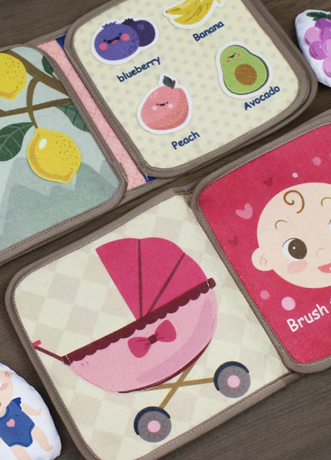 Libro occupato Montessori Libro per l'educazione precoce del bambino, giocattolo puzzle, libro in tessuto cognitivo per animali, libro in pasta ripetuto e giocattoli sensoriali - riparo82