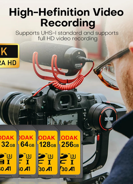 KODAK microsd 256gb Scheda SD Ad Alta velocità C10 U3 32GB 64GB 128GB carte Scheda di Memoria sd USH-1 SDXC Flash chiavetta USB sdcards Per La Macchina Fotografica