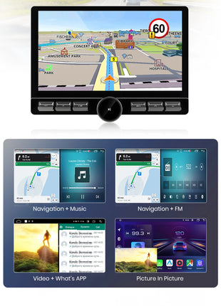 Junsun 10.6 Inch Universal Rotatable 1DIN 2DIN Car Radio Wireless CarPlay Android Auto Touch Screen Multimedia GPS autoradio - Riparo82
