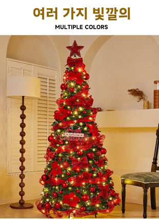 1.5M-2.25M Albero di Natale Allungabile PVC Floccato Albero di Natale Premium Denso Pino Artificiale Salvaspazio Pieghevole Ornamenti natalizi