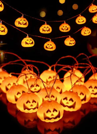 1.5M 10LED Halloween LED Light String Horror Eyeballs Pumpkin Spider Bat Skull Lamp Trick Or Treat Happy Halloween Party Decor - Riparo82