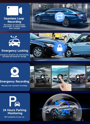 10.26'' Dash Cam 4K Car Mirror Video Player Wireless Carplay Android Auto GPS Car Monitor Multimedia Rearview Camera Dashboard - Riparo82