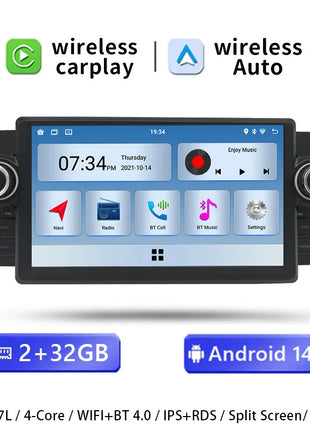 7"Wireless Carplay AutoRadio 2 din Android 14 For Fiat Grande Punto Linea 2009-2015 Multimedia Screen Audio GPS Navigation RDS - Riparo82