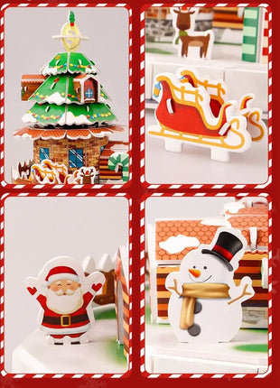 Montessori Casa di Natale Natale Puzzle 3D Treno Albero di Natale Carta di carta Puzzle fatto a mano Modello per bambini fai da te Giocattolo per bambini - riparo82