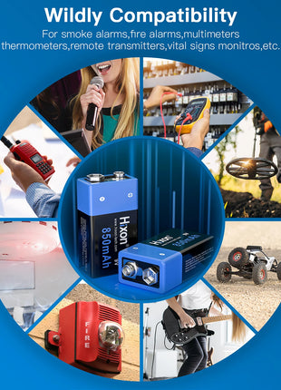 Nuovo 6f22 9v 850mah Batteria ricaricabile agli ioni di litio 9V Multimetro Microfono al litio Metal Detector Cavo remoto, Rilevatore di fumo - riparo82