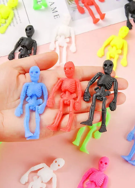 20Pcs Colorful Horror TPR Stretchable Skeleton Skull Man Prank Toys for Halloween Party Favors Kids Birthday Pianta Fillers Gift - Riparo82