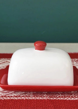 Piatto di burro di Natale Alce in ceramica Babbo Natale Dolci Torta Dessert Piatto Piatti di burro Vassoio di cibo di Natale Vassoio di formaggio Stoviglie - riparo82