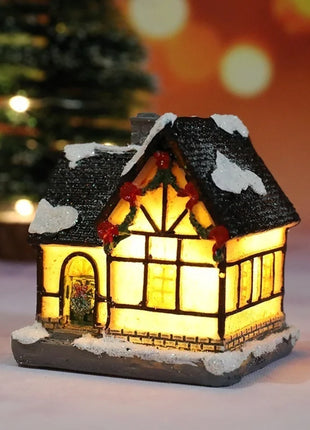 Natale Nuove decorazioni natalizie Piccola casa in resina Micro paesaggio Casa in resina Piccoli ornamenti Regali di Natale
