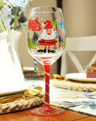Bicchiere da vino con stampa natalizia Decorazioni natalizie Calice da vino rosso Disegno creativo a mano dipinto Home Party Festival Tazze Bar Set da vino - riparo82
