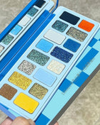 16 Colors of Dazzling Eyeshadow Pink Glitter Collision Blue Green Smoke Pearl Diamond Texture Multi Style Makeup Palette - Riparo82