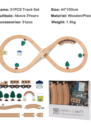 Set di binari ferroviari in legno Pacchetto di espansione Blocchi di costruzione fai-da-te Accessori Tracce adatte per binari in legno Biro Giocattoli educativi per bambini - riparo82