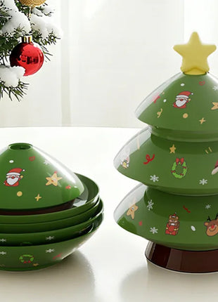 3 strati Natale Creativo Forma dell'albero di Natale Caramelle Snack Noci Frutta secca Piatto di plastica Snack Piatti Ciotola Vassoio per la colazione a h - riparo82
