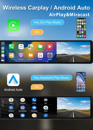 11.26" 4K 2160P Car Dvr Carplay Android Auto Dash Cam GPS WIFI BT FM Stream Rear View Mirror Dashcam Dvrs Camera Drive Recorder - Riparo82