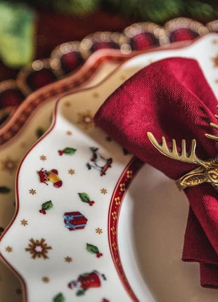 Tesoro tedesco Porcellana dura Giocattolo natalizio Joy Piatto piano multi-angolo Tazza di Natale Piattino Ciotola Candeliere - riparo82