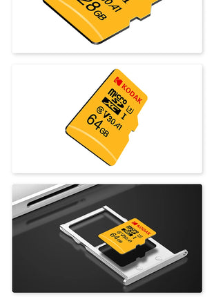 3 pezzi Kodak SD Card 128GB SD/TF Flash Card Mini schede SD con adattatore SD gratuito Scheda di memoria Flash Class10 V30 U3 per fotocamera portatile