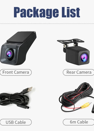 Double Recording Front And Rear Camera Full HD 170° Wide Angle Dash Cam for Android Multimedia ADAS Car DVR USB TF Card 32G 64G - Riparo82