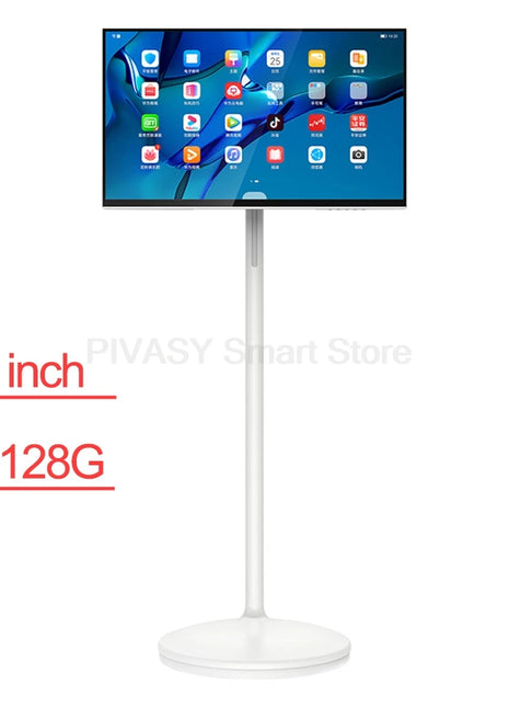 Touch Screen 32 Inch Android Smart TV Stand 10000mAH High-Battery 8+128G 4K UHD Device Rotatable Movable Monitor for Gym Live - Riparo82