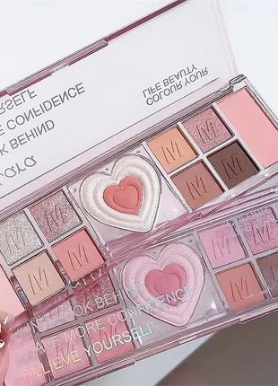 12 Colors Love Highlighting Eyeshadow Blush Palette Multi-purpose Cosmetic Eyes Pigment Powder Makeup Plate Eye Shadow - Riparo82