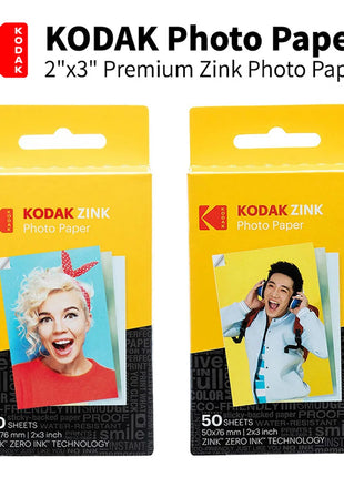 Carta fotografica originale Kodak Premium Zink da 2"x3" (20-100 fogli) compatibile con Kodak Smile, Kodak Step, carta fotografica PRINTOMATIC