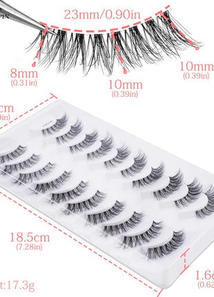 10 Pairs Faux Mink Eyelashes Handmade Natural False Eyelashes Soft Cross Messy Eye 3D Curly Eyelashes Extension Makeup Tools - Riparo82