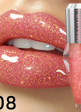 8 Color Glitter Shimmer Lip Gloss Moisturizing Lip Tinted Fuller Lip Effect Diamond Liquid Lipstick Makeup Sexy Lip Care Gifts - Riparo82