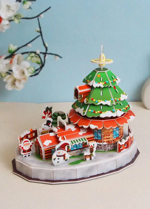 Montessori Casa di Natale Natale Puzzle 3D Treno Albero di Natale Carta di carta Puzzle fatto a mano Modello per bambini fai da te Giocattolo per bambini - riparo82